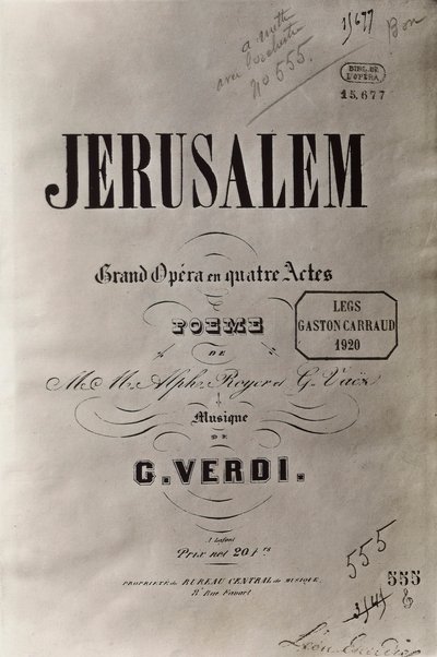 Portada de la ópera Jerusalén, c.1847 de French School